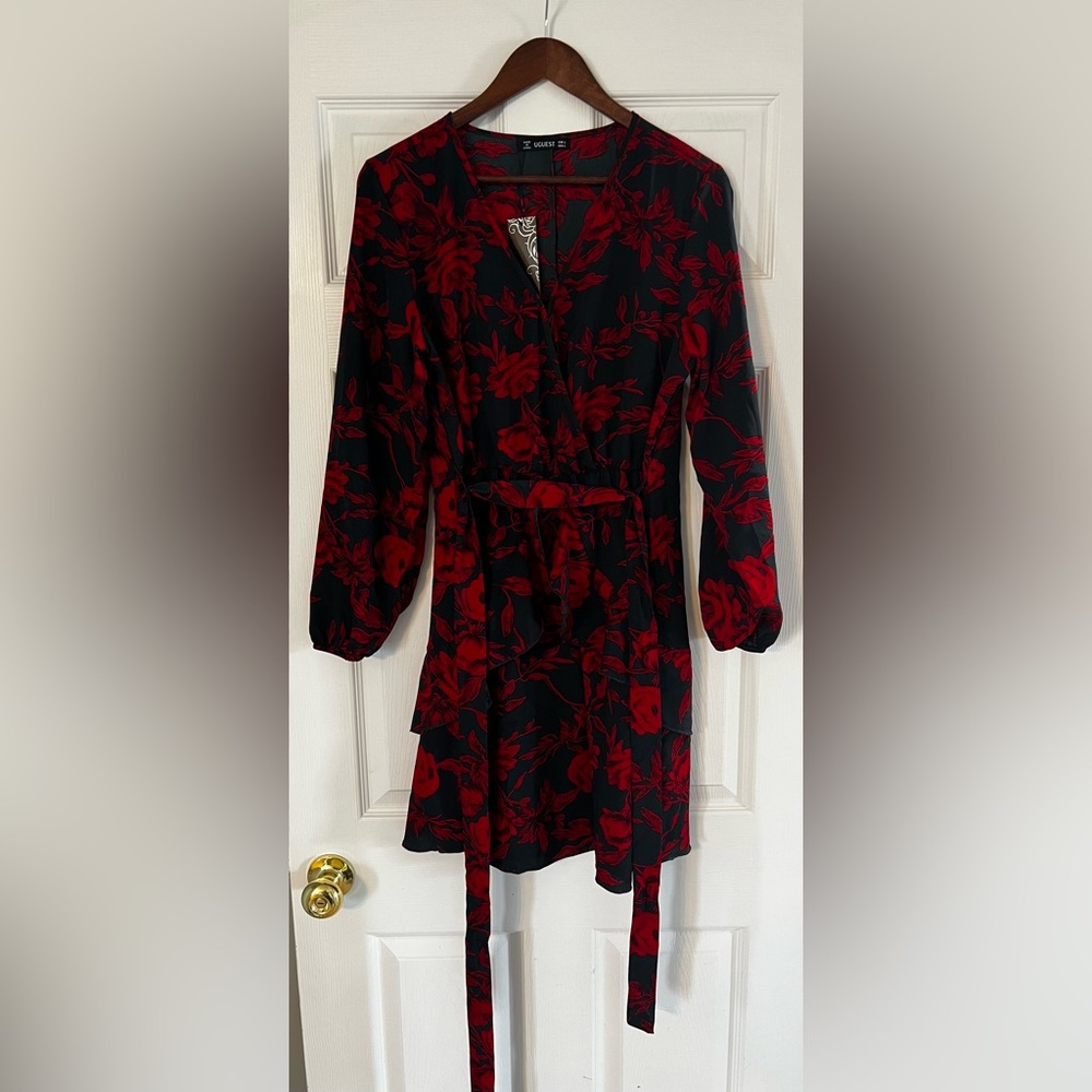 Elegant Red Floral Dress